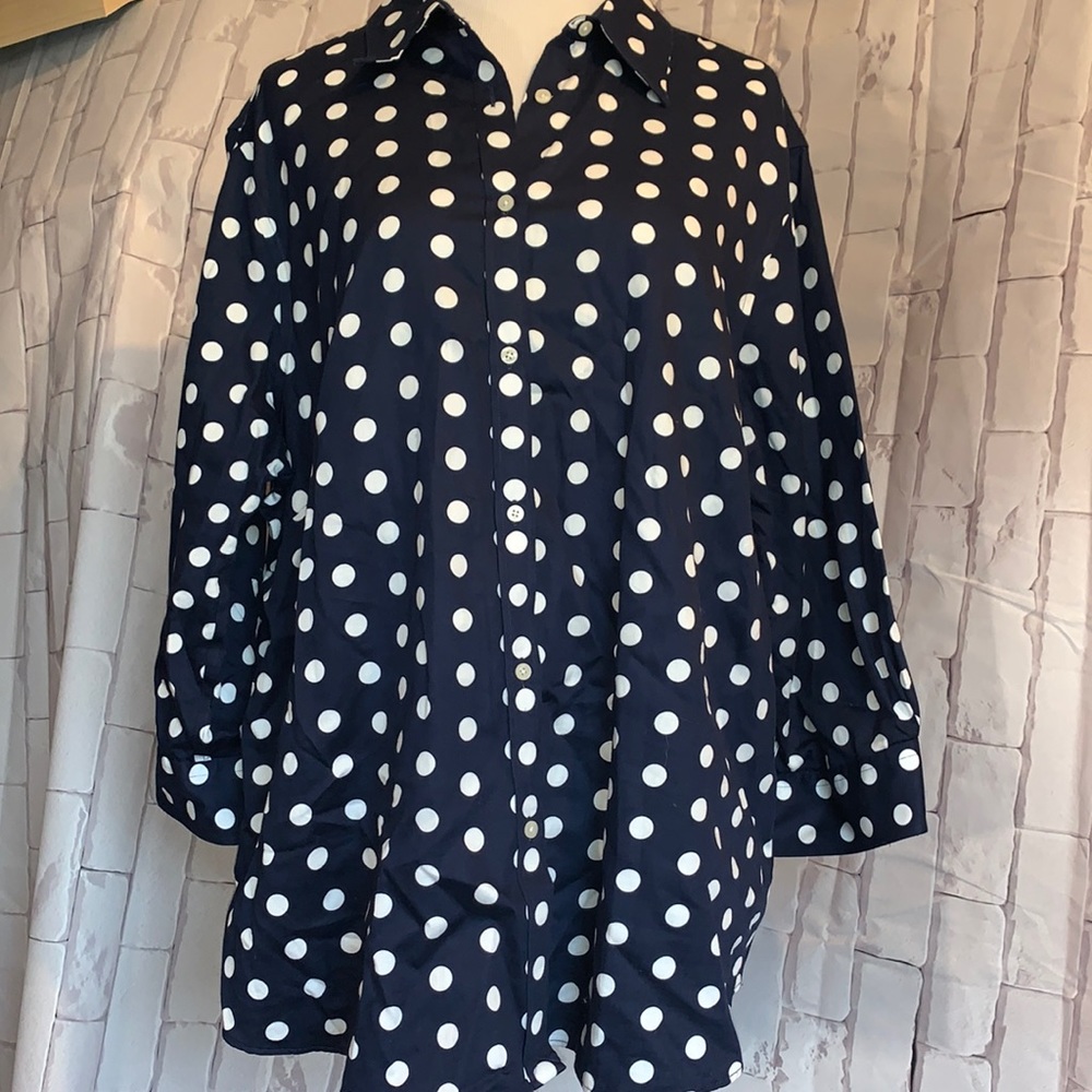 CHAPS women’s navy & white polka dot shirt size 2X